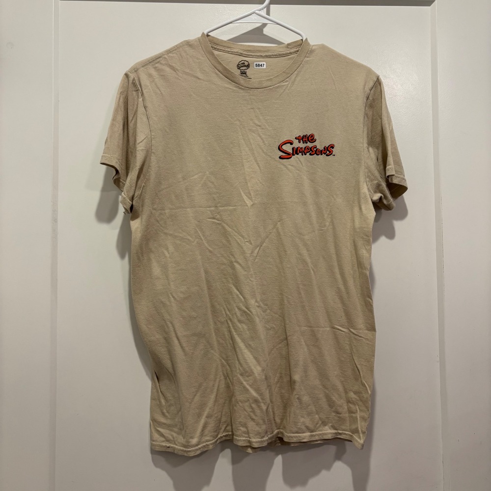 The Simpsons Bart Simpson Graphic T-Shirt Mens Medium Tan Cotton Short Sleeve